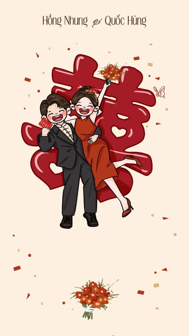 Ảnh demo mẫu thiệp Chibi Đỏ