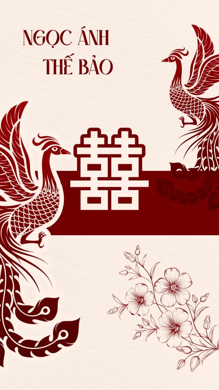 Ảnh demo mẫu thiệp Song Phụng Đỏ