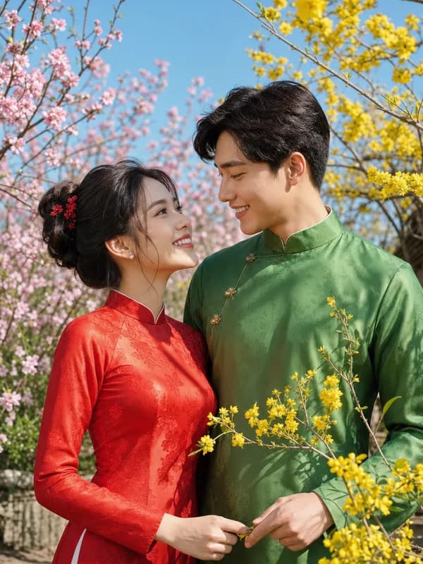 Mẫu thiệp cưới Mộc Vườn Xuân